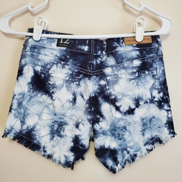 NWT TREASURE & BOND NORDSTROM NAVY DENIM TIE DYE HIGH WAIST SHORTS GIRLS SIZE 12 - Picture 6 of 13